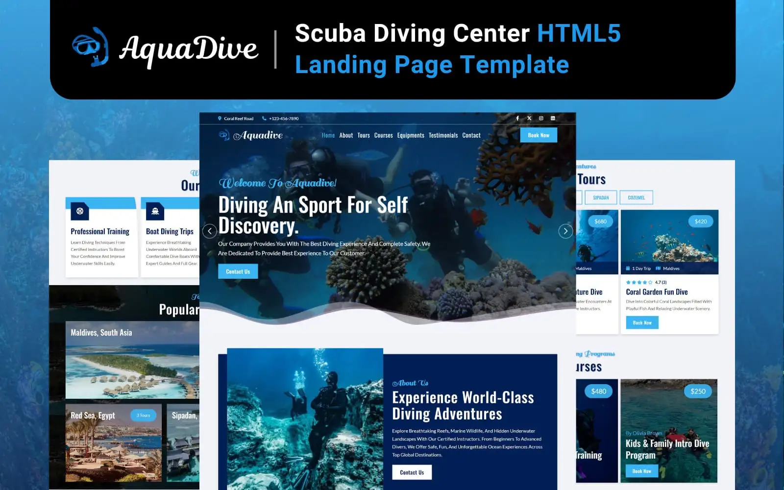 Aquadive – Dive Center & Scuba Diving HTML Landing Page Template