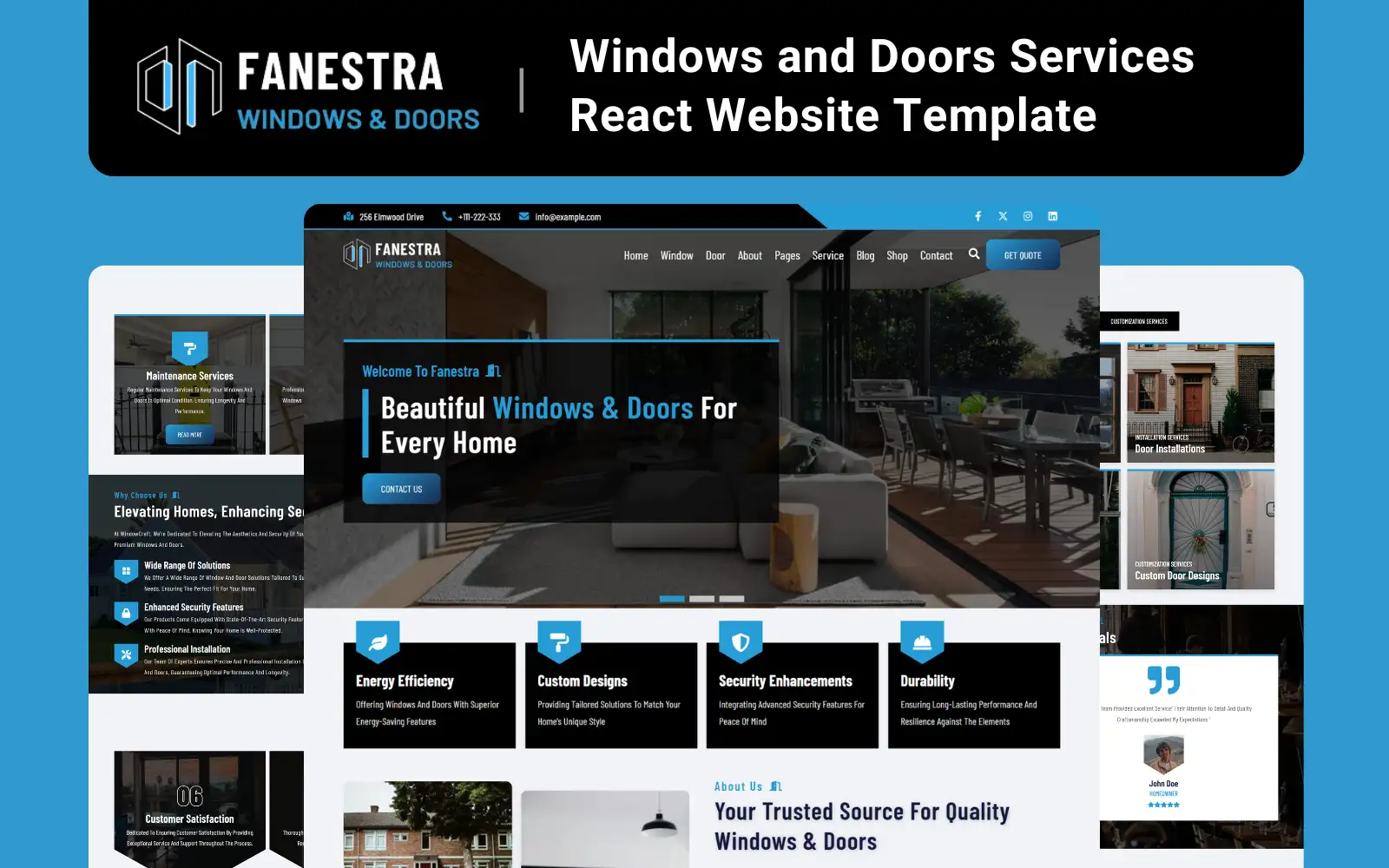 Fanestra - Windows and Doors Services React Website Template