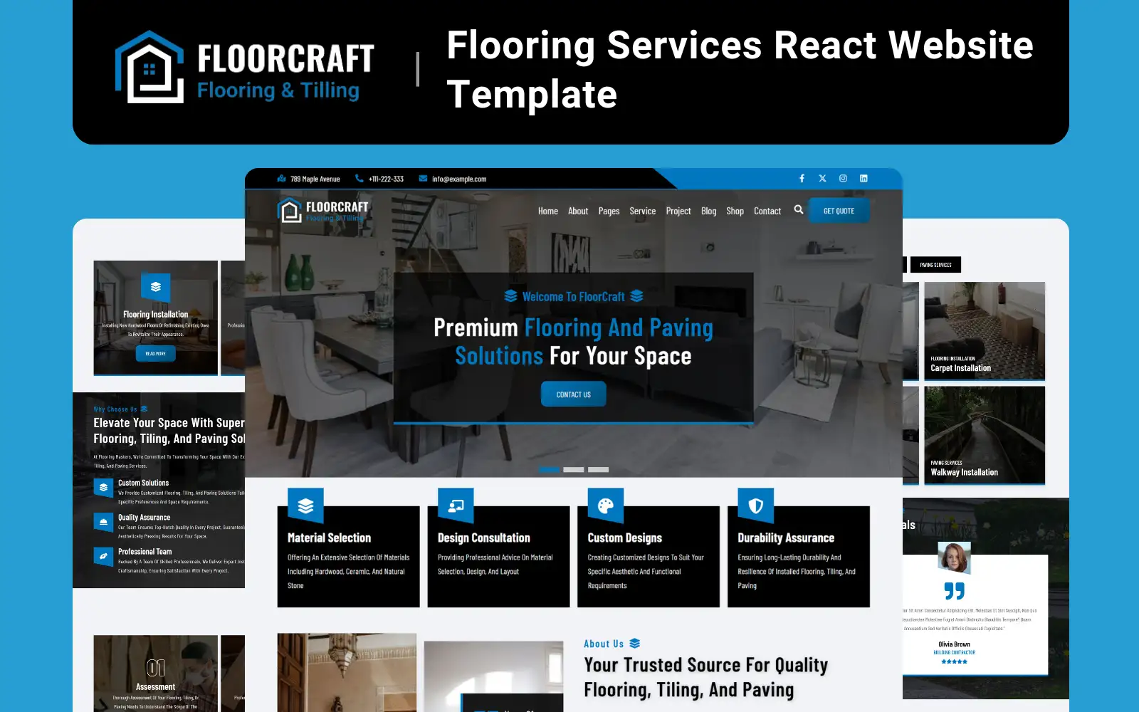 FloorCraft - Flooring Services React Website Template