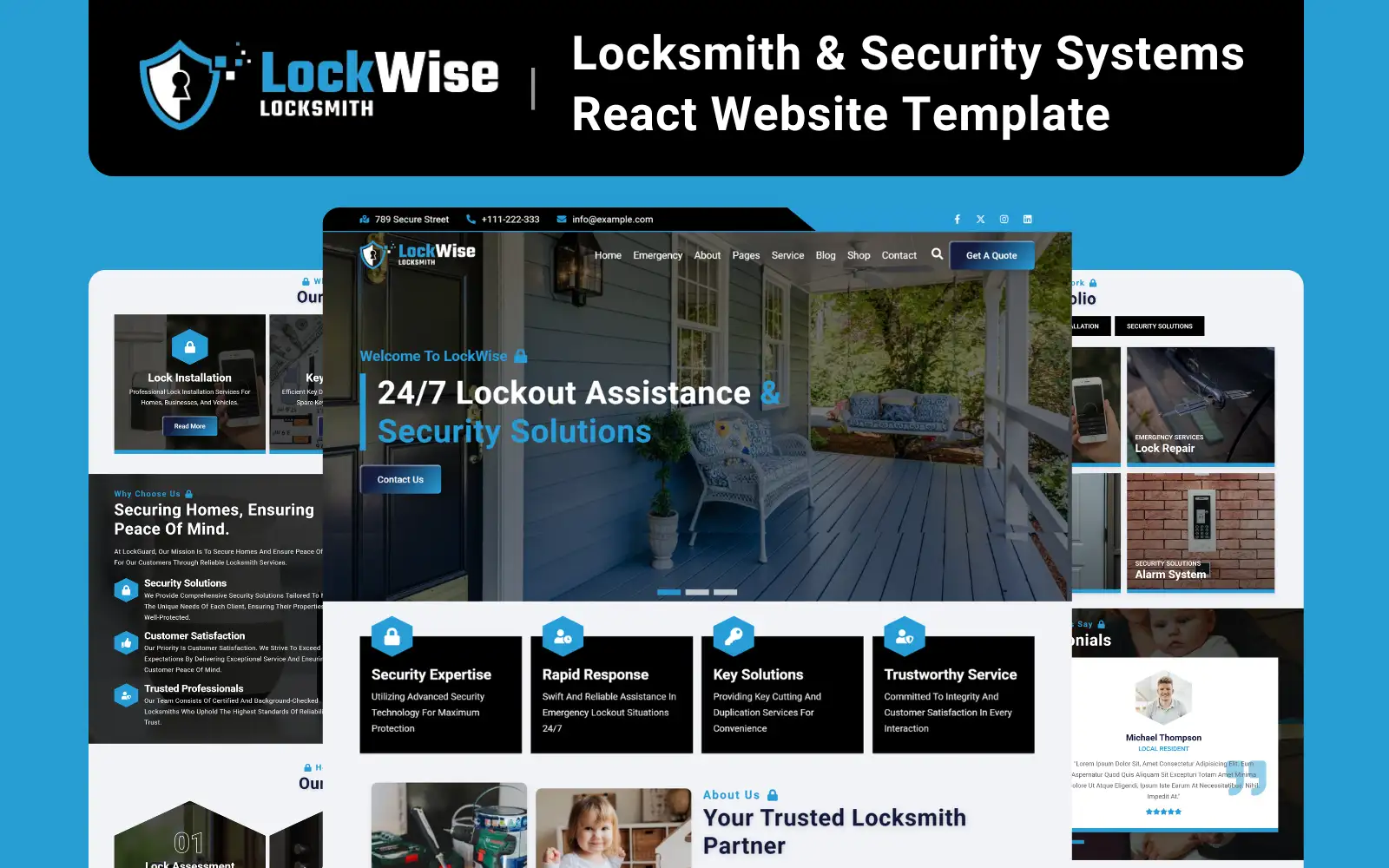 LockWise - Locksmith & Security Systems React Website Template