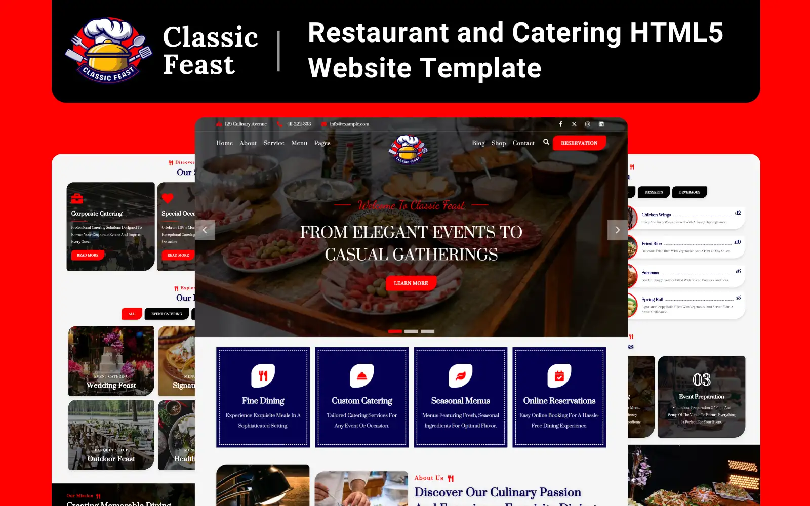 ClassicFeast – Restaurant and Catering React Website Template