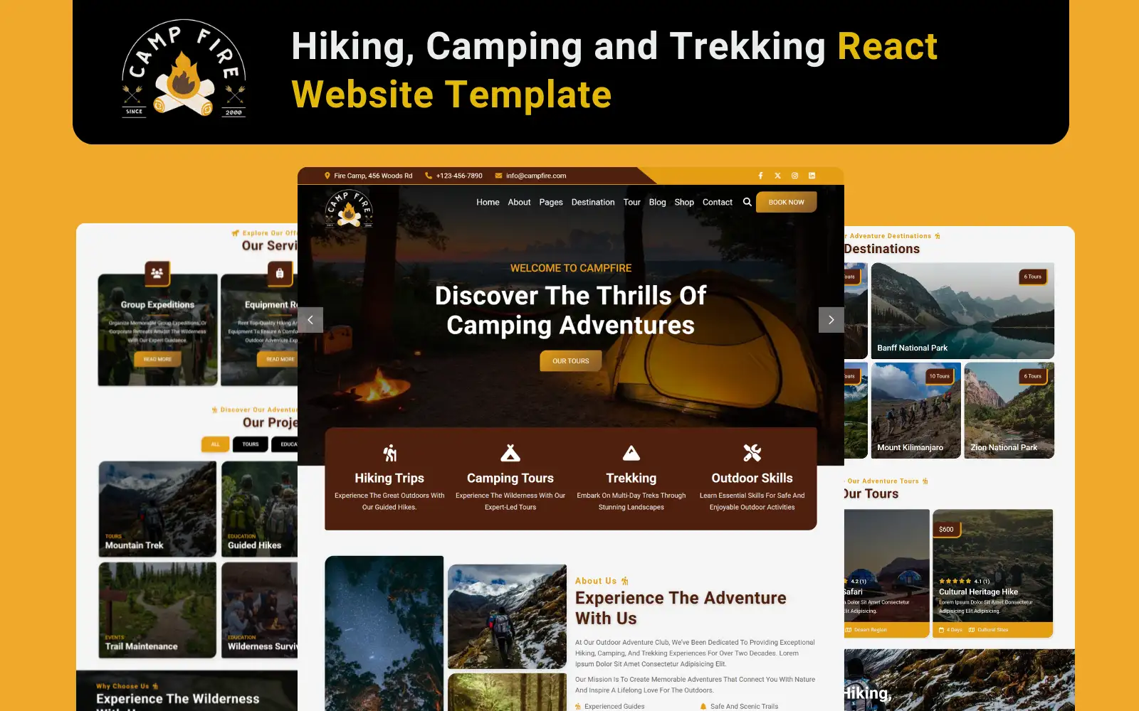 Campfire – Hiking, Camping and Trekking React Website Template